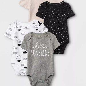 Cloud Island One Piece Snap Crotch Set of 4 Back & White Size 0-3 Months